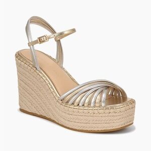 NWOT Veronica Beard Ravina Metallic Espardille Wedge Sandals